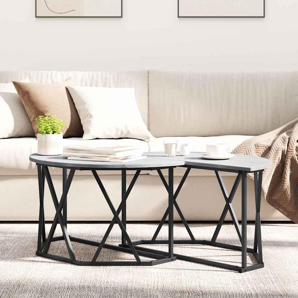 Dohányzóasztal Szürke Sonoma 80 x 80 x 42 cm Műszaki fa és acél