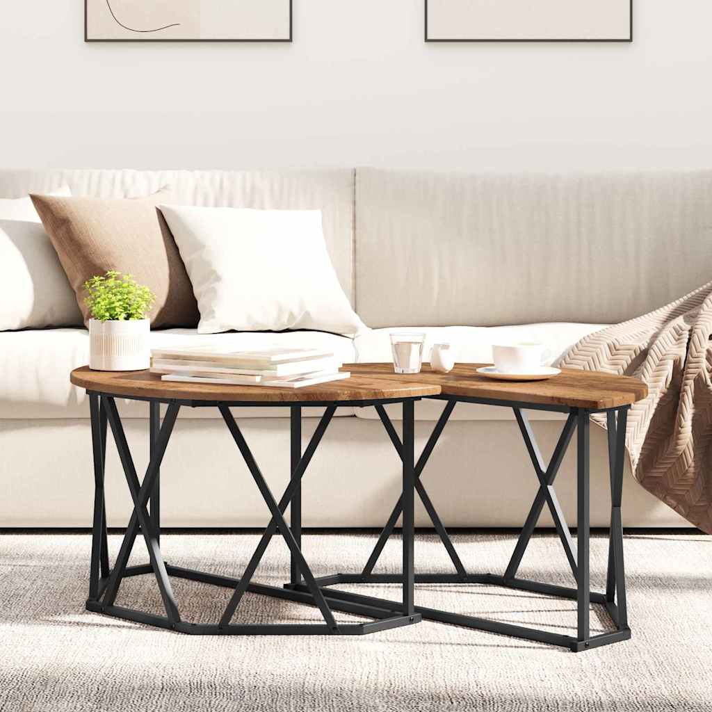 Dohányzóasztal Öreg fa 80 x 80 x 42 cm Műszaki fa és acél