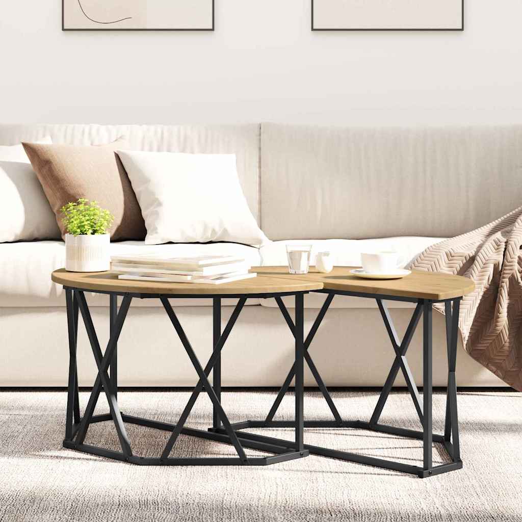 Dohányzóasztal Artisan tölgy 80 x 80 x 42 cm Műszaki fa és acél