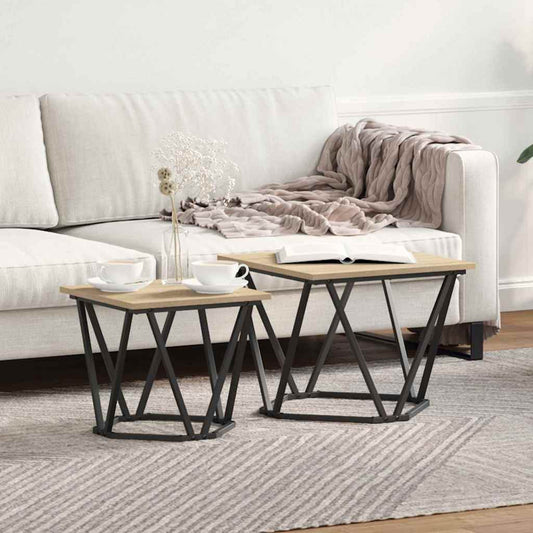 Kisasztal készlet 2 pcs Sonoma tölgy Műszaki fa és acél