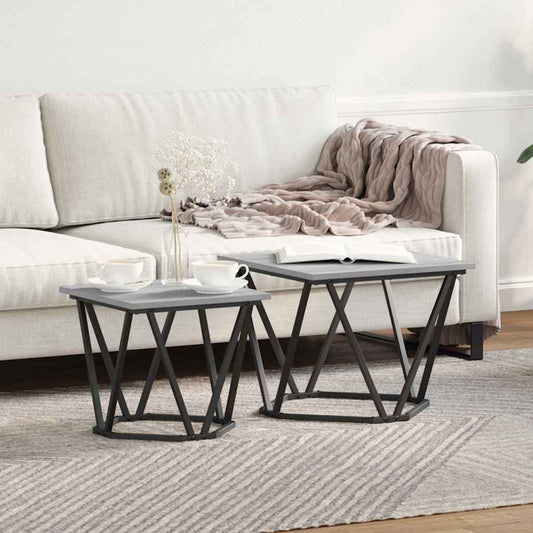 Kisasztal készlet 2 pcs Szürke Sonoma Műszaki fa és acél