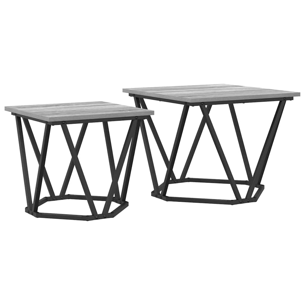 Kisasztal készlet 2 pcs Szürke Sonoma Műszaki fa és acél