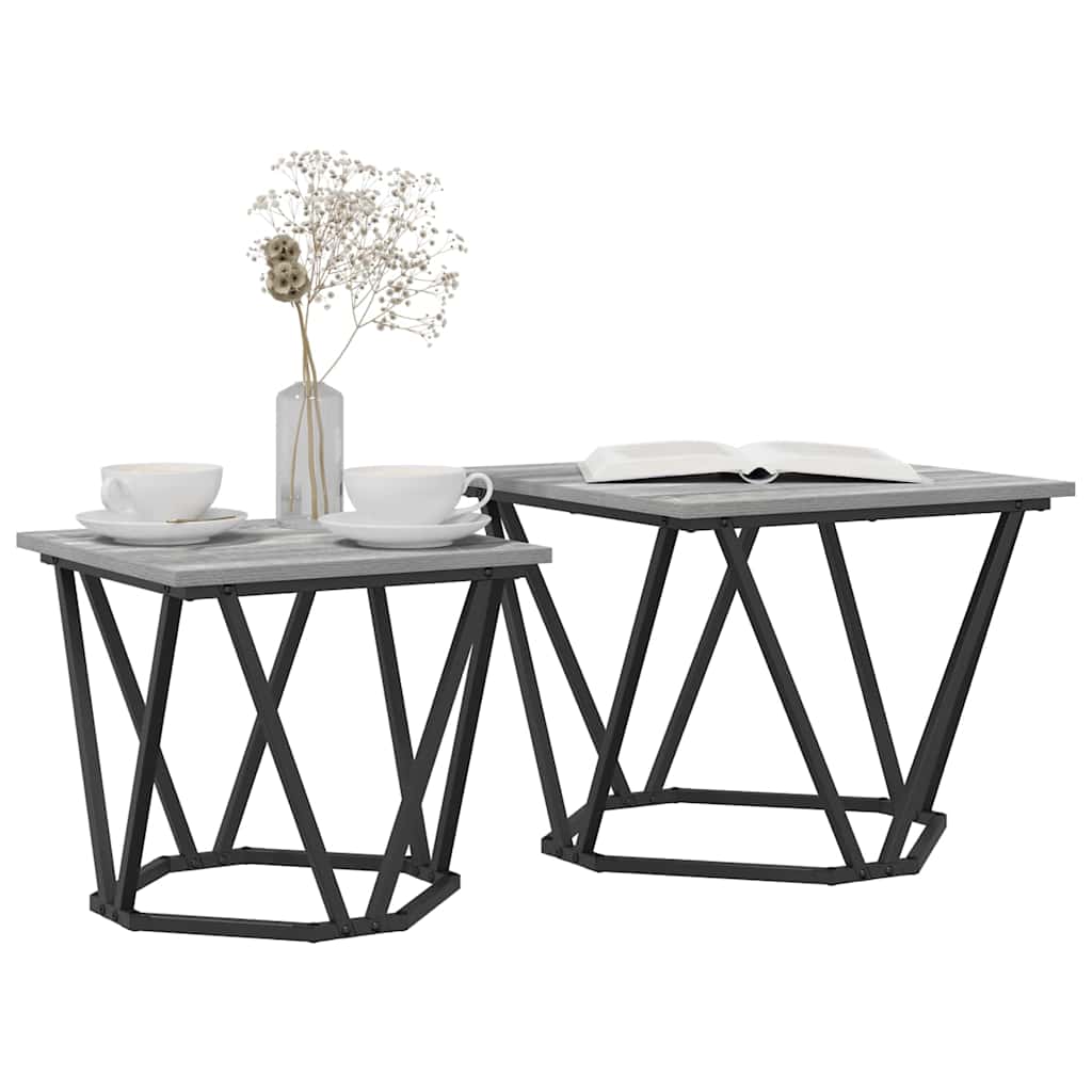 Kisasztal készlet 2 pcs Szürke Sonoma Műszaki fa és acél