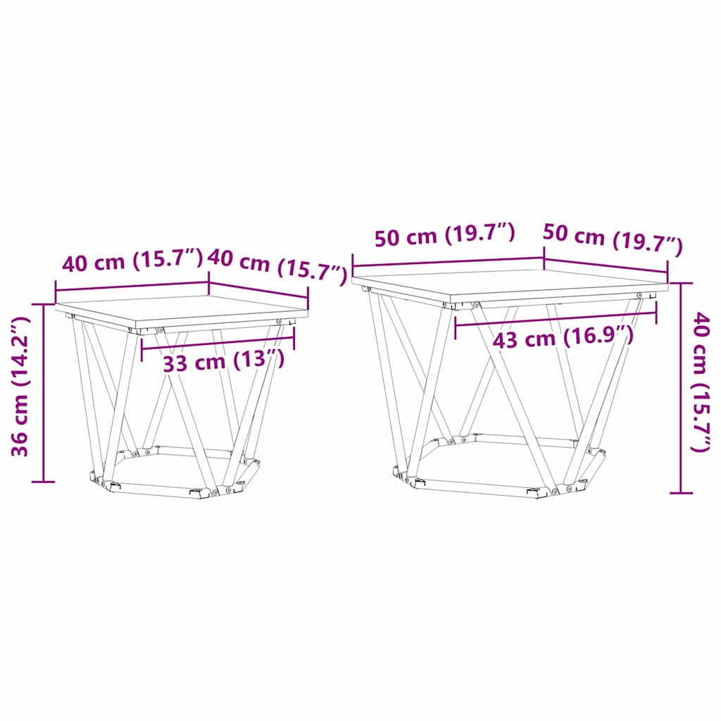 Kisasztal készlet 2 pcs Szürke Sonoma Műszaki fa és acél