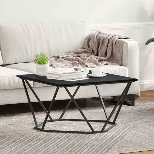 Dohányzóasztal Fekete tölgy 80 x 80 x 45 cm Műszaki fa és acél
