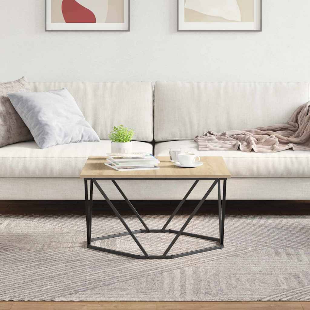 Dohányzóasztal Sonoma tölgy 80 x 80 x 45 cm Műszaki fa és acél
