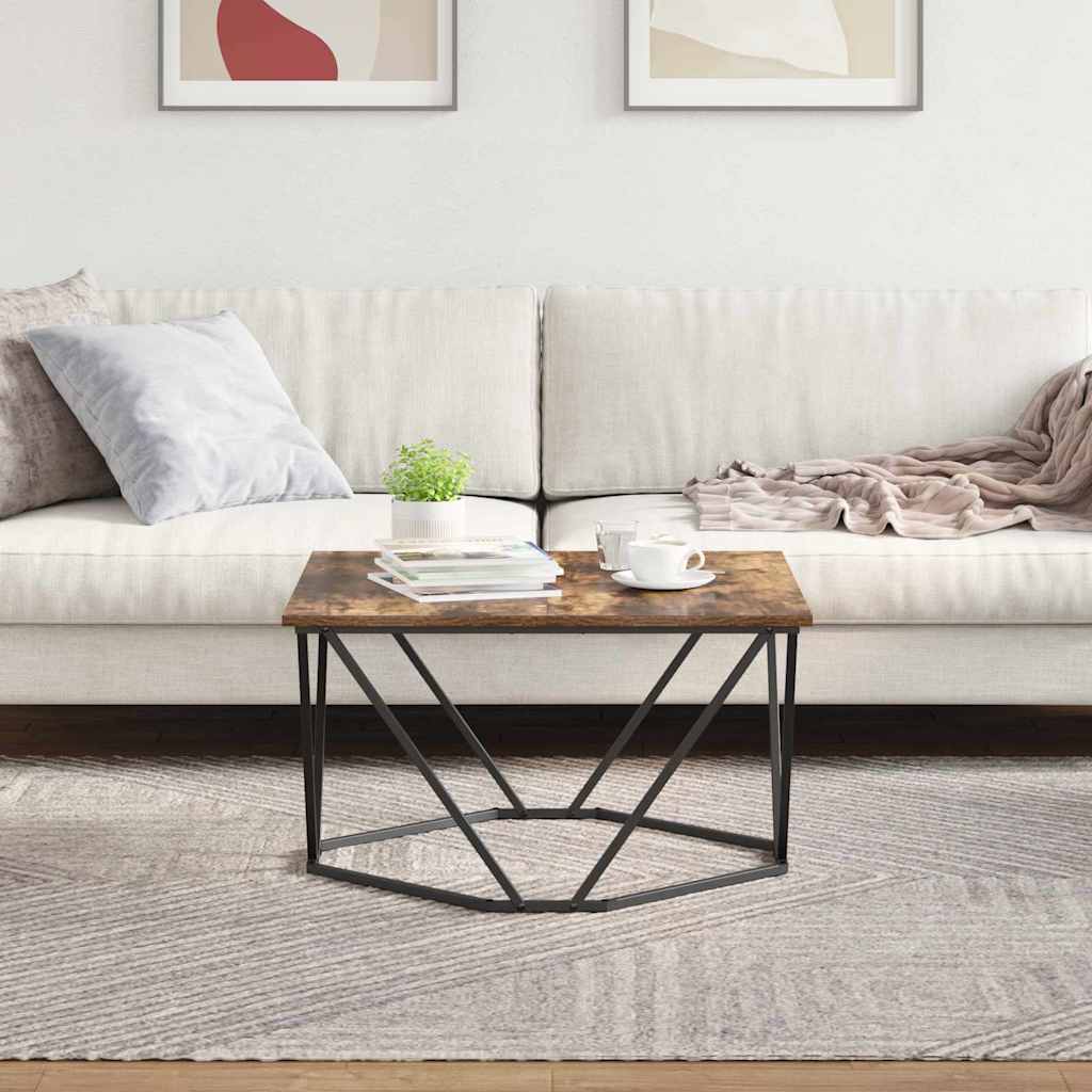 Dohányzóasztal Füstölt tölgy 80 x 80 x 45 cm Műszaki fa és acél