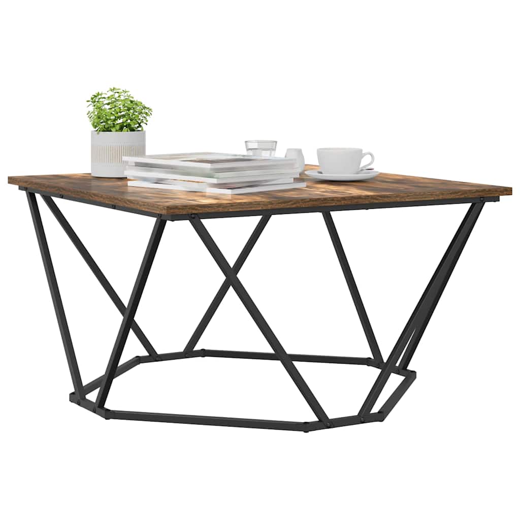 Dohányzóasztal Füstölt tölgy 80 x 80 x 45 cm Műszaki fa és acél