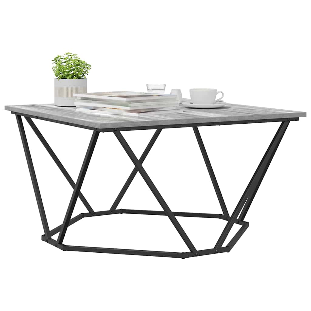 Dohányzóasztal Szürke Sonoma 80 x 80 x 45 cm Műszaki fa és acél