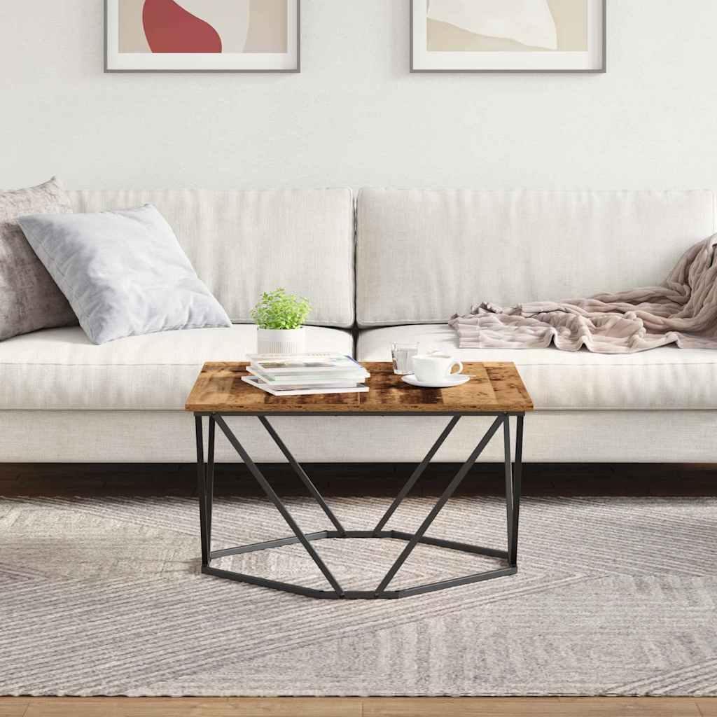 Dohányzóasztal Öreg fa 80 x 80 x 45 cm Műszaki fa és acél