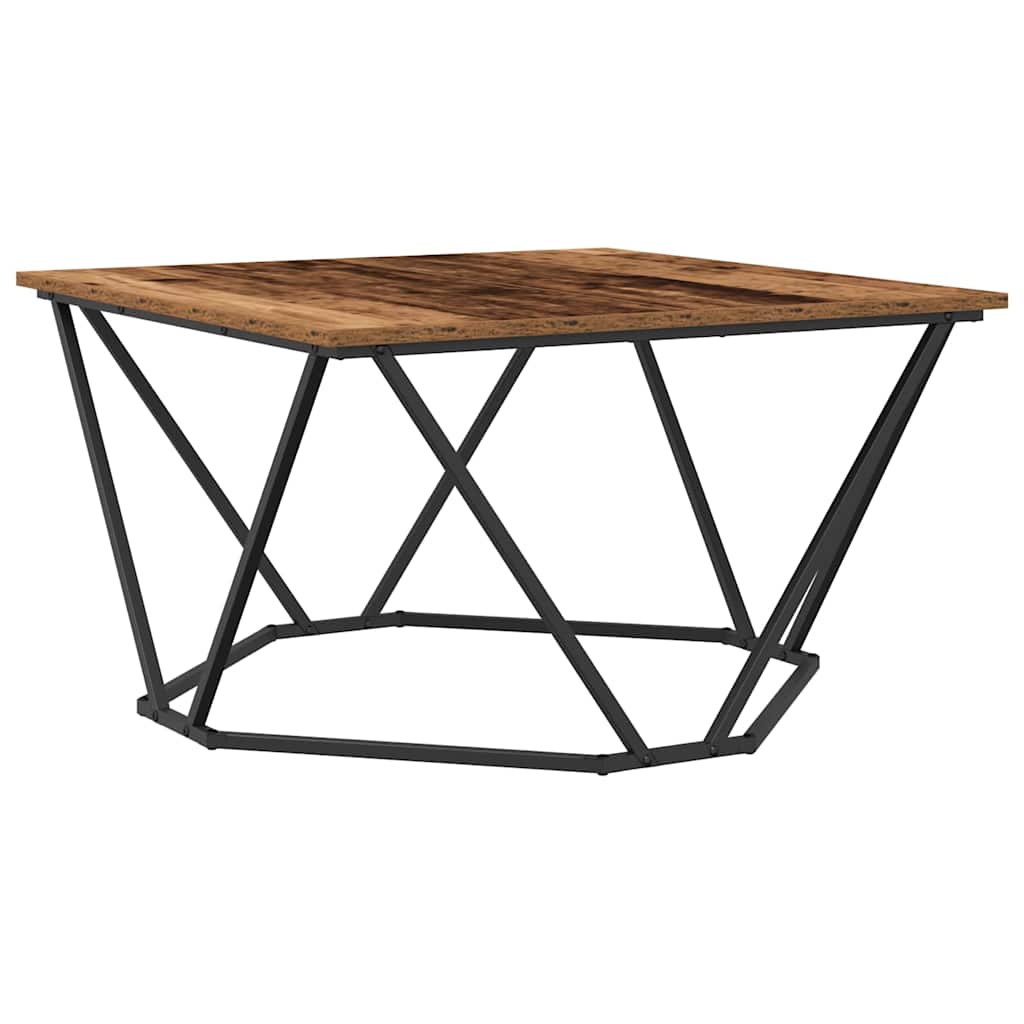 Dohányzóasztal Öreg fa 80 x 80 x 45 cm Műszaki fa és acél