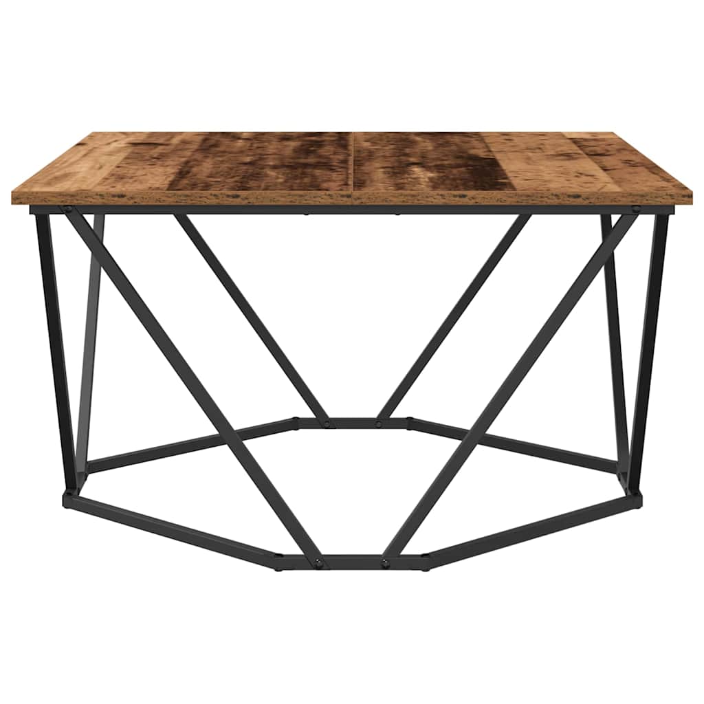 Dohányzóasztal Öreg fa 80 x 80 x 45 cm Műszaki fa és acél