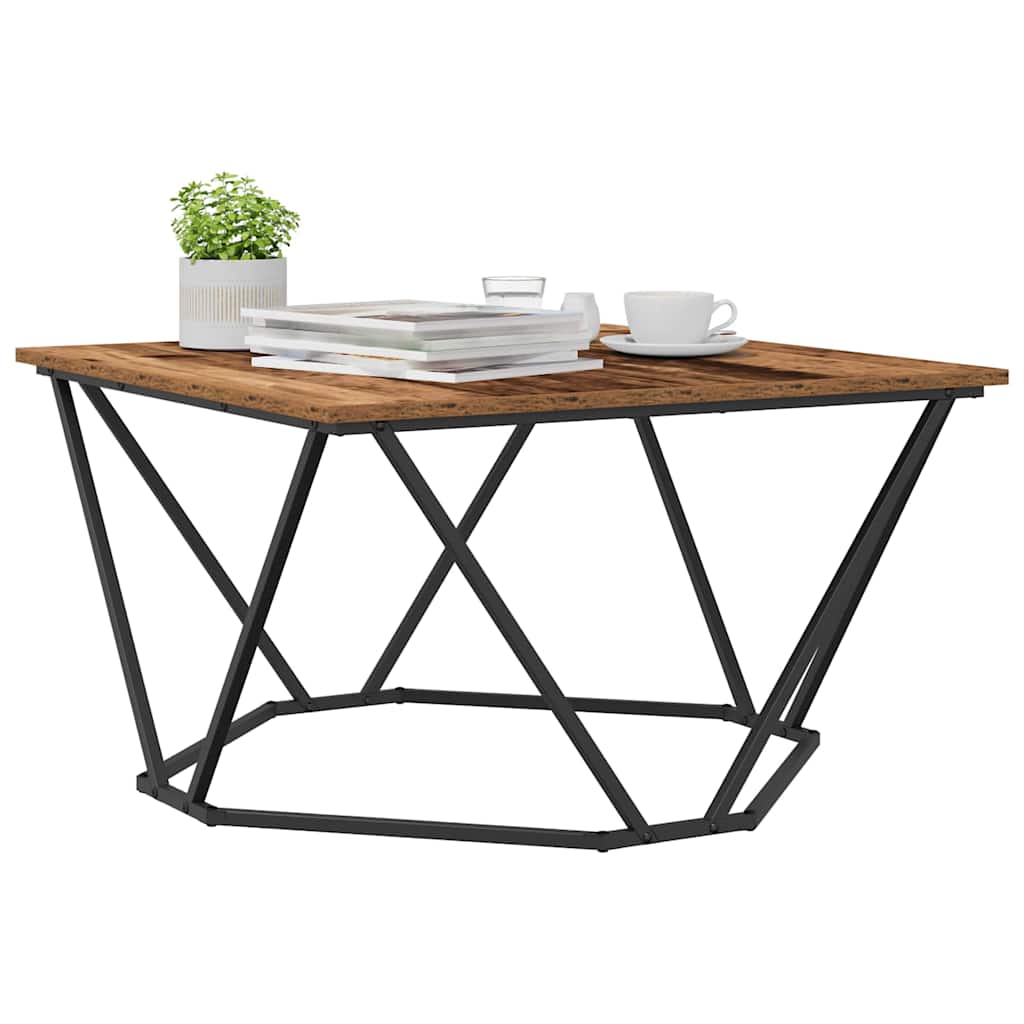 Dohányzóasztal Öreg fa 80 x 80 x 45 cm Műszaki fa és acél