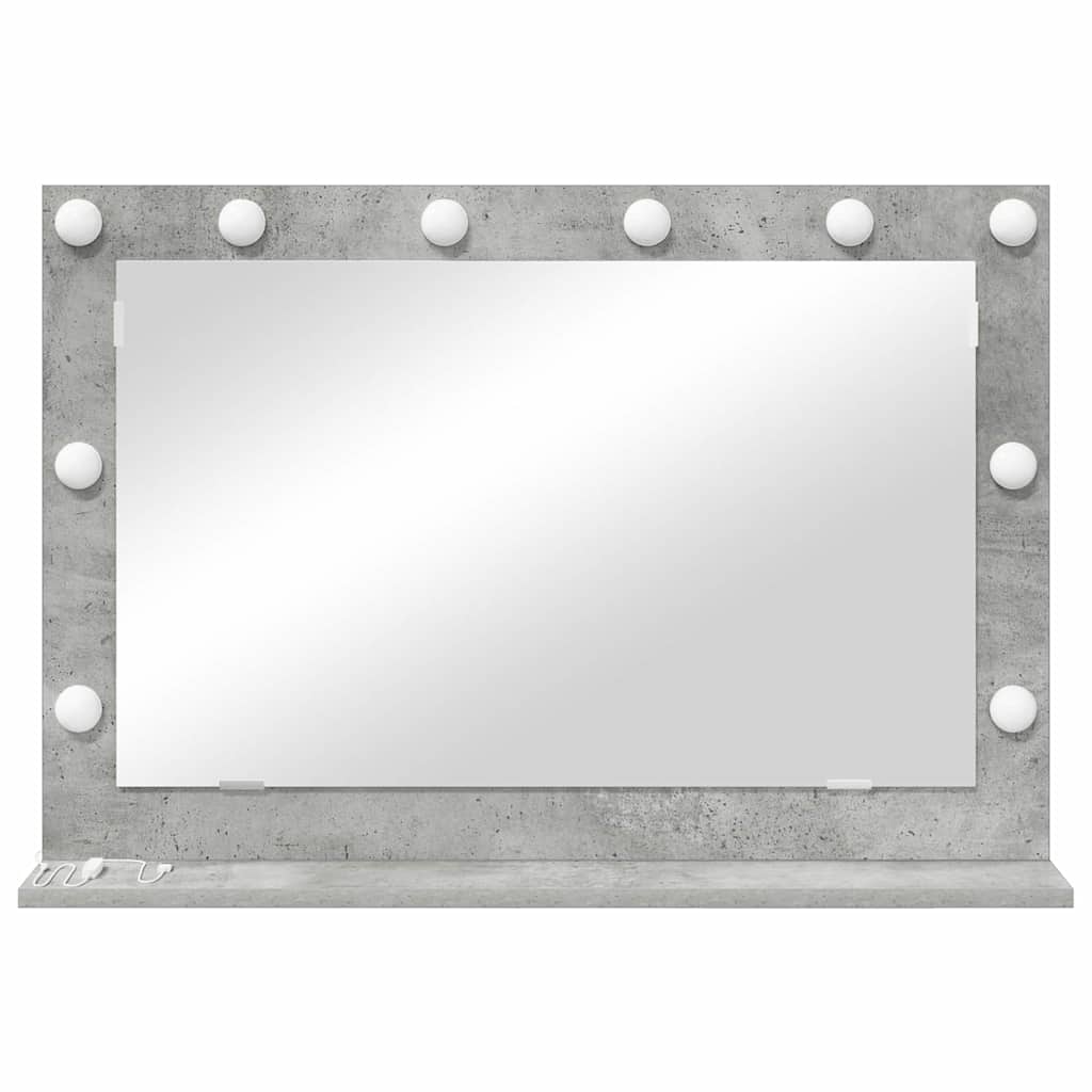 Toalett Tükör Beton Szürke 80 x 55 x 18 cm Üveg és mérnöki fa