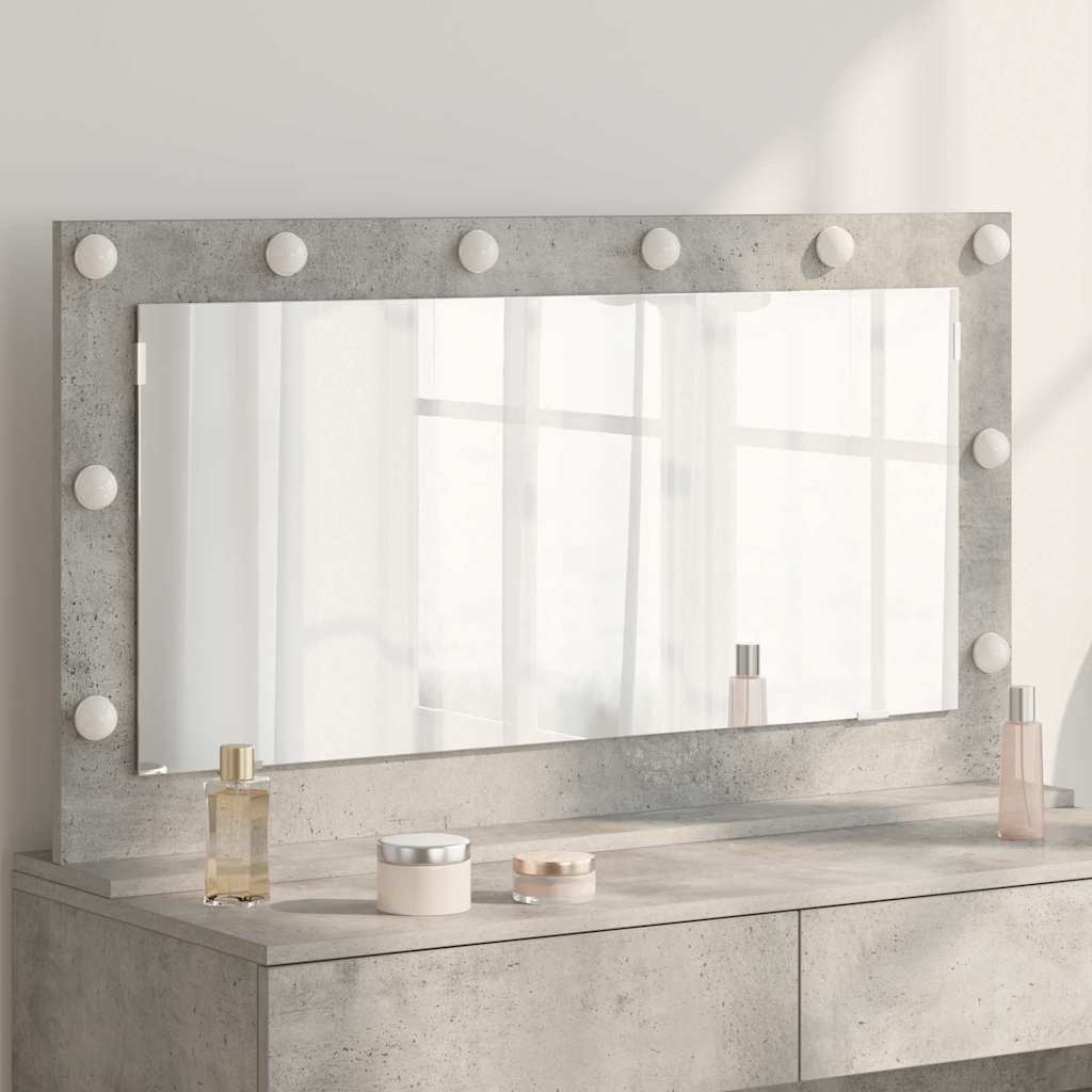 Toalett Tükör Beton Szürke 100 x 55 x 18 cm Üveg és mérnöki fa