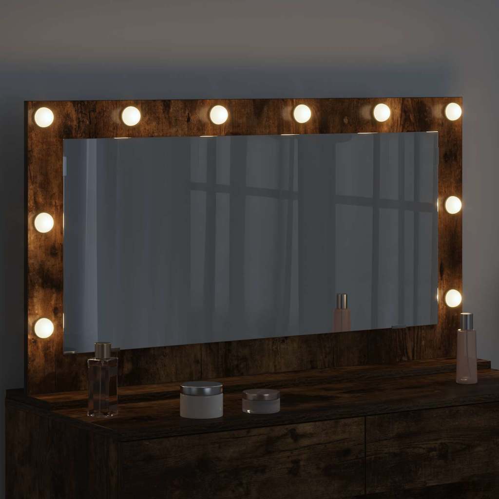 Toalett Tükör Füstölt tölgy 100 x 55 x 18 cm Üveg és mérnöki fa