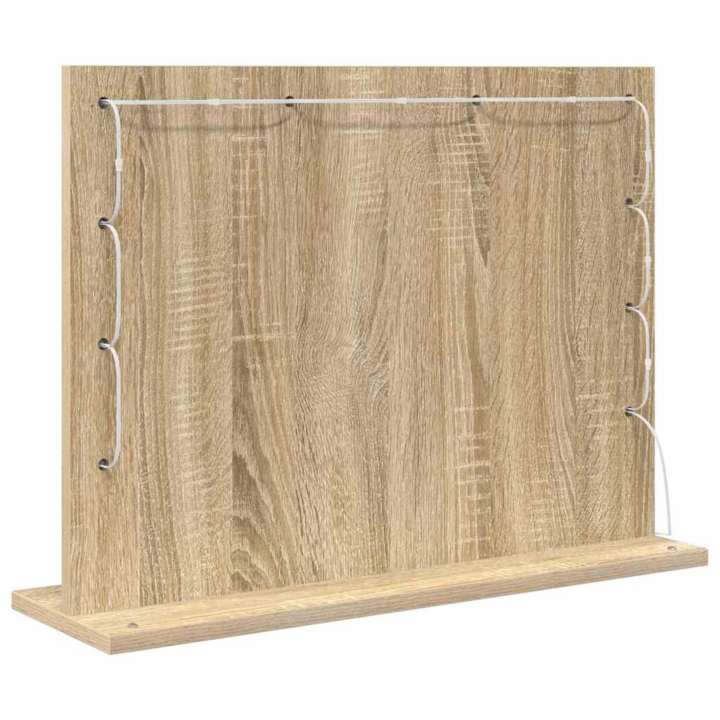 Toalett Tükör Sonoma tölgy 60 x 45 x 18 cm Üveg és mérnöki fa