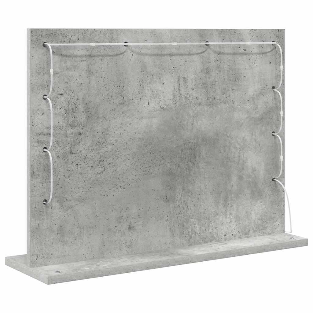 Toalett Tükör Beton Szürke 60 x 45 x 18 cm Üveg és mérnöki fa