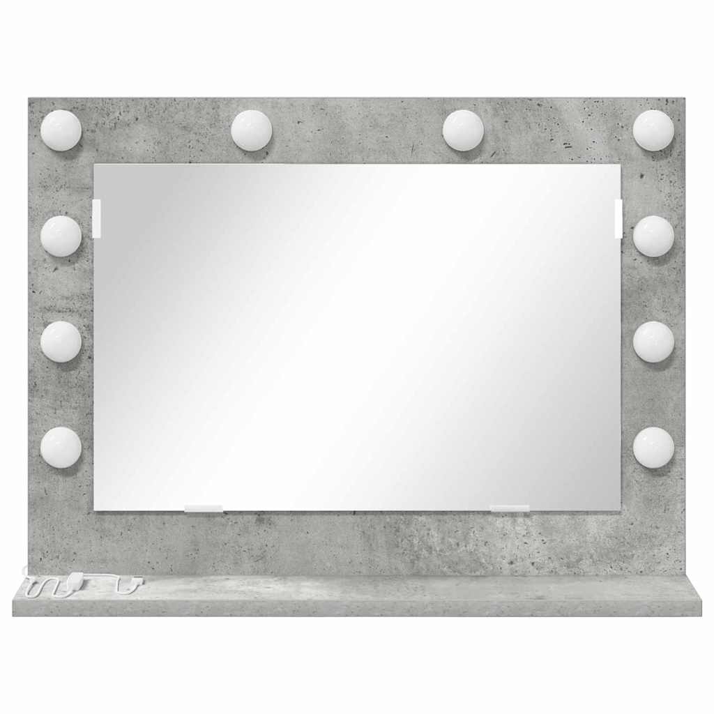 Toalett Tükör Beton Szürke 60 x 45 x 18 cm Üveg és mérnöki fa