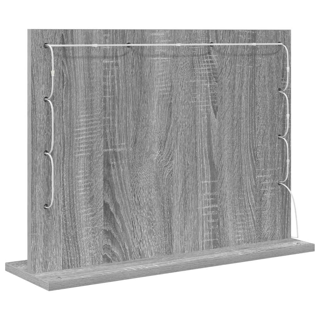 Toalett Tükör Szürke Sonoma 60 x 45 x 18 cm Üveg és mérnöki fa