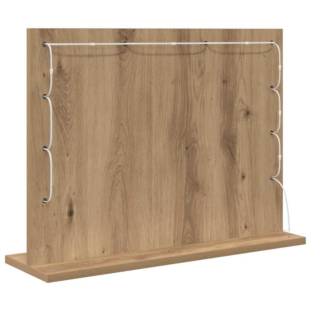 Toalett Tükör Artisan tölgy 60 x 45 x 18 cm Üveg és mérnöki fa