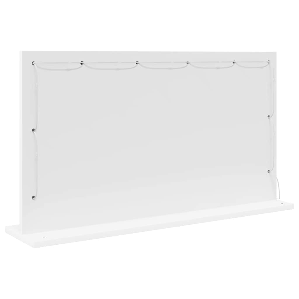 Toalett Tükör tükörrel Fehér 80 x 45 x 18 cm Üveg és mérnöki fa