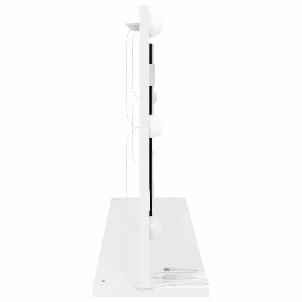 Toalett Tükör tükörrel Fehér 80 x 45 x 18 cm Üveg és mérnöki fa