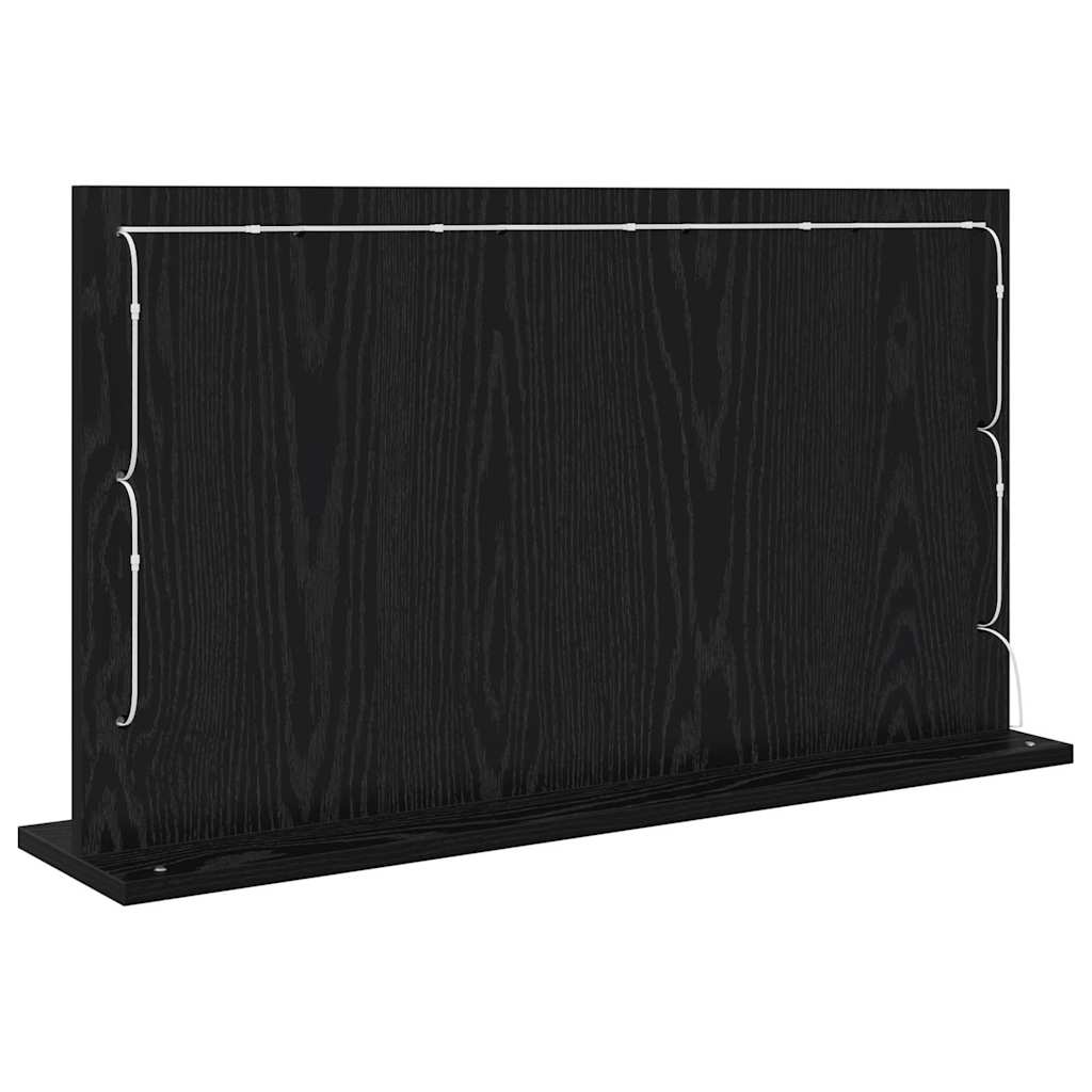 Toalett Tükör Fekete tölgy 80 x 45 x 18 cm Üveg és mérnöki fa