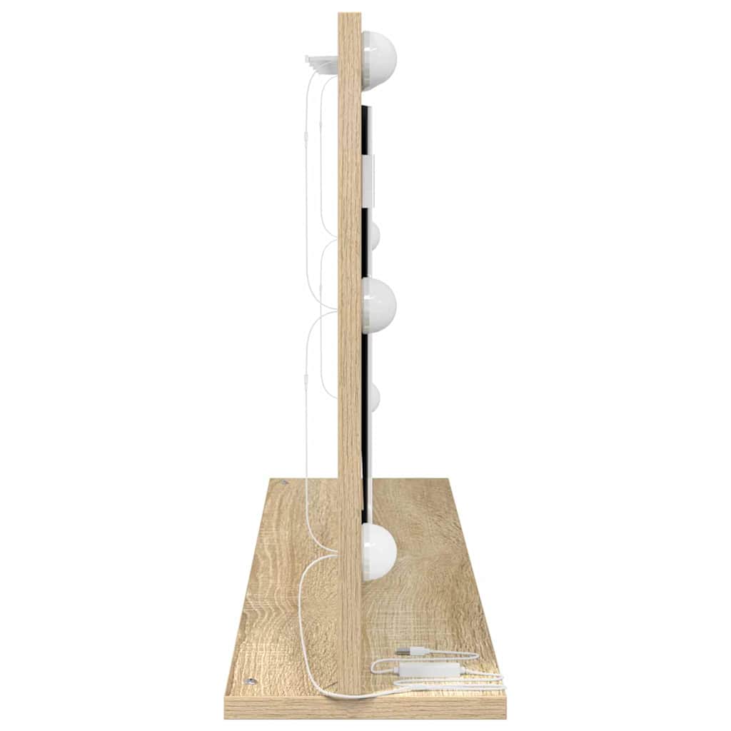 Toalett Tükör Sonoma tölgy 80 x 45 x 18 cm Üveg és mérnöki fa