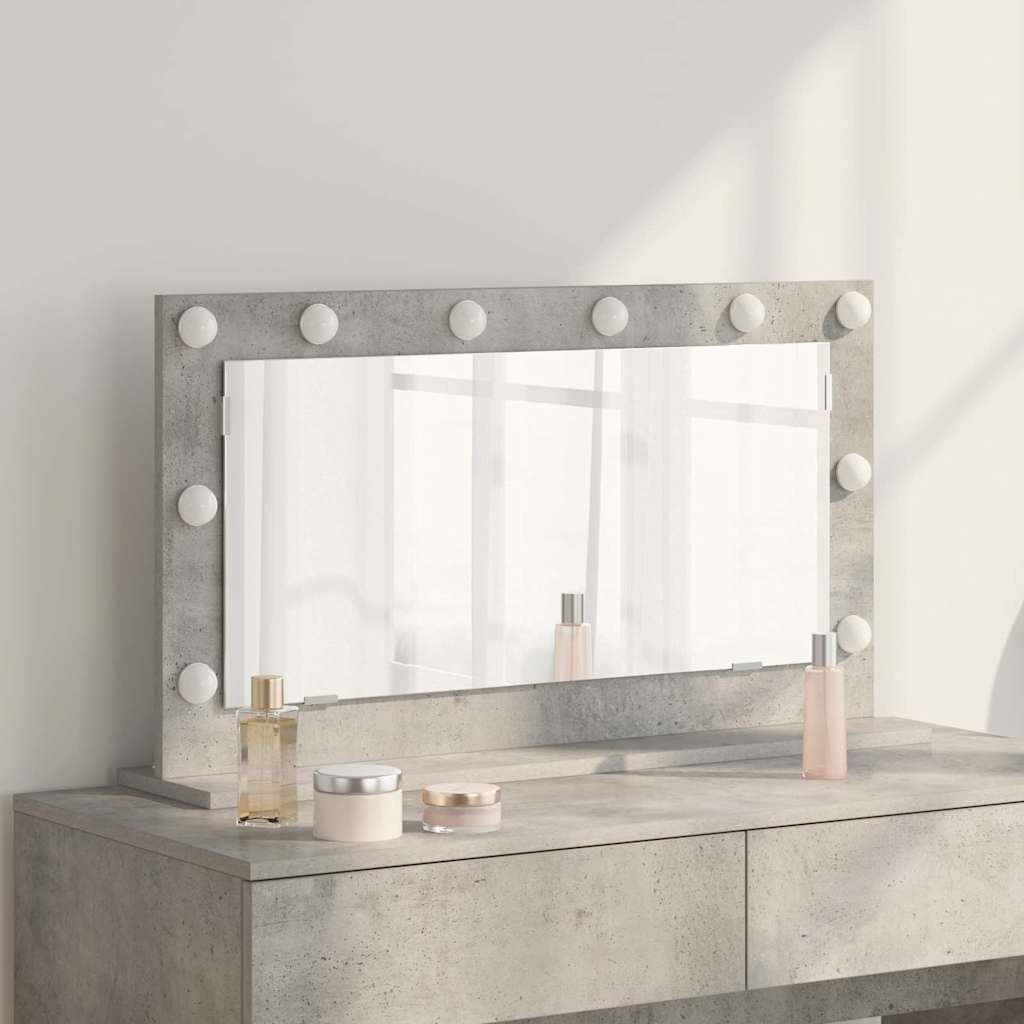 Toalett Tükör Beton Szürke 80 x 45 x 18 cm Üveg és mérnöki fa