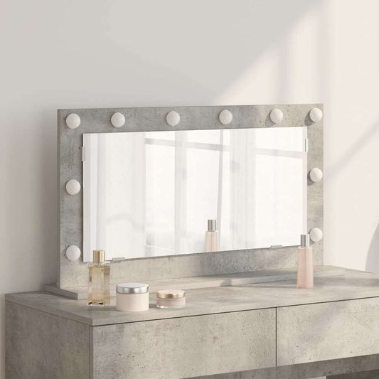 Toalett Tükör Beton Szürke 80 x 45 x 18 cm Üveg és mérnöki fa
