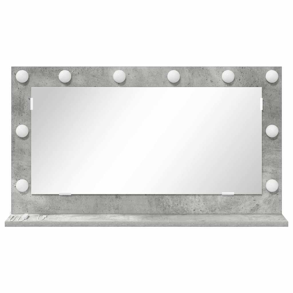Toalett Tükör Beton Szürke 80 x 45 x 18 cm Üveg és mérnöki fa