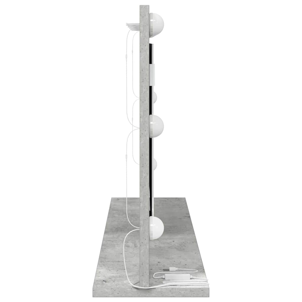 Toalett Tükör Beton Szürke 80 x 45 x 18 cm Üveg és mérnöki fa