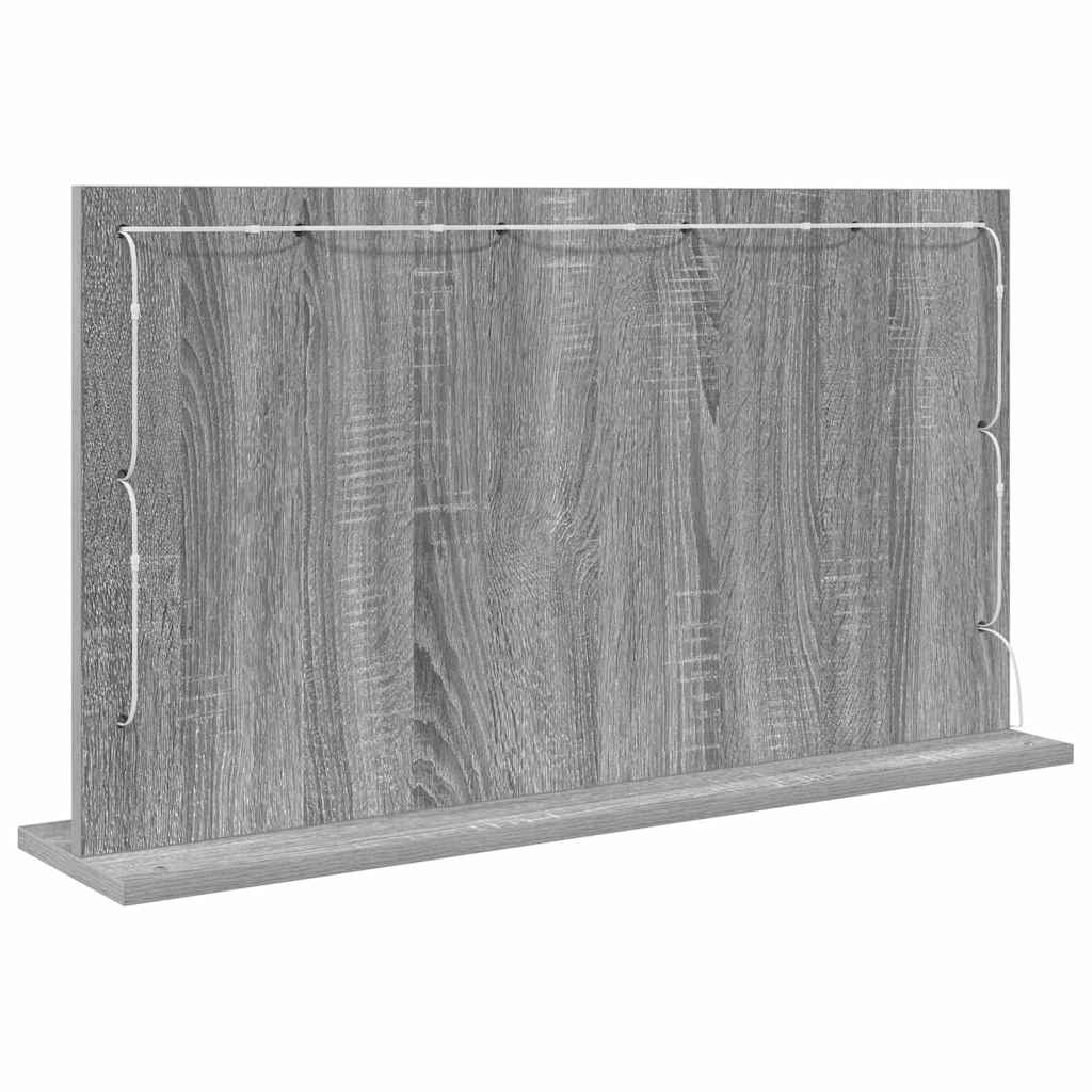 Toalett Tükör Szürke Sonoma 80 x 45 x 18 cm Üveg és mérnöki fa
