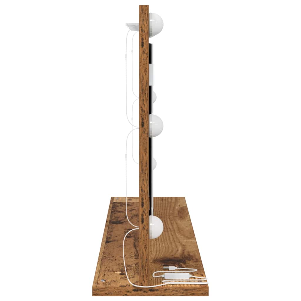 Toalett Tükör Öreg fa 80 x 45 x 18 cm Üveg és mérnöki fa