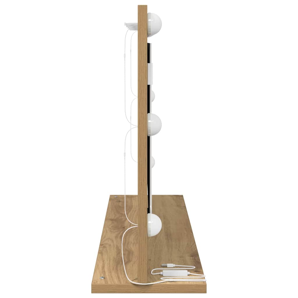 Toalett Tükör Artisan tölgy 80 x 45 x 18 cm Üveg és mérnöki fa