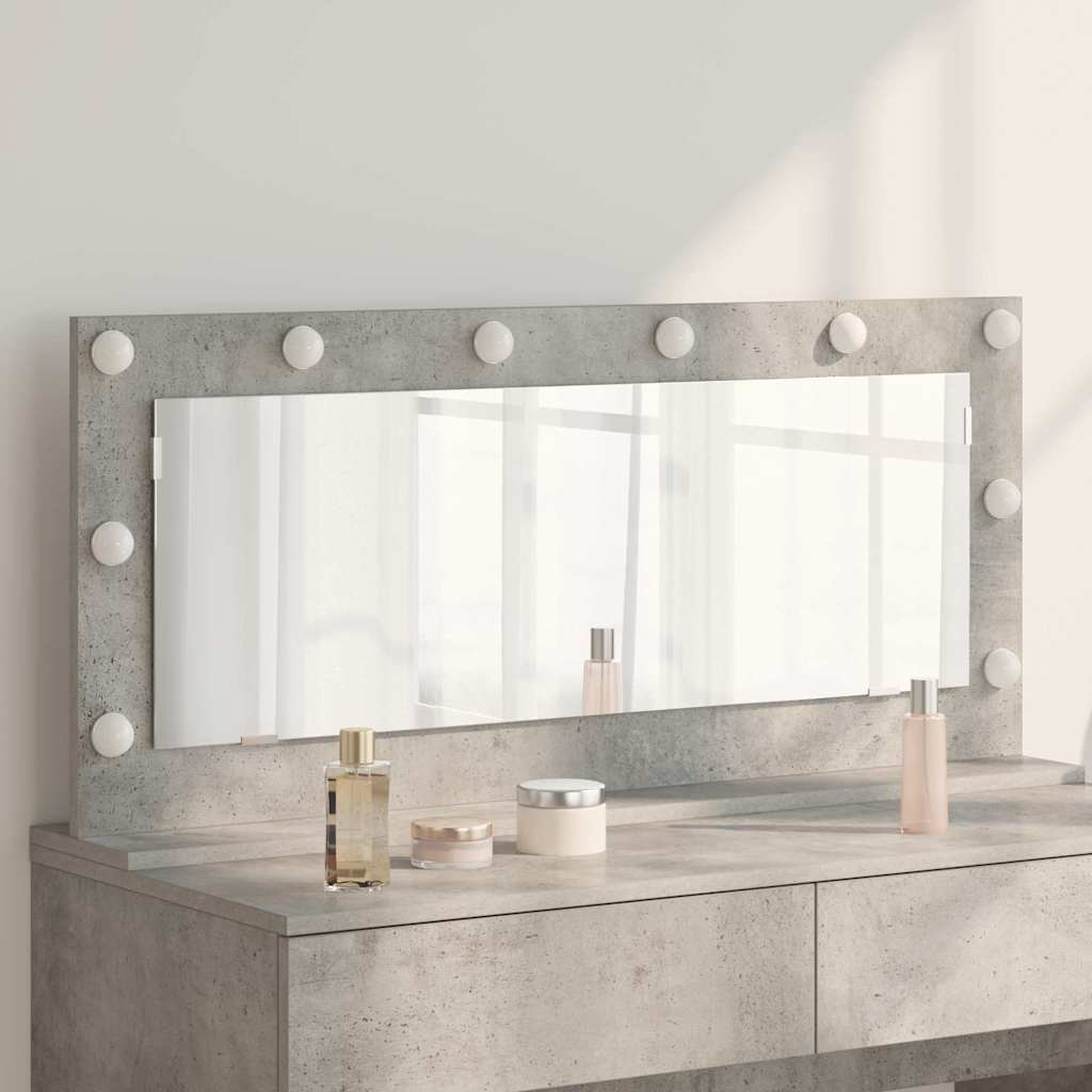 Toalett Tükör Beton Szürke 100 x 45 x 18 cm Üveg és mérnöki fa