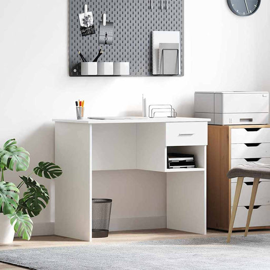 Asztal fiókkal polcokkal Fehér 90 x 49 x 75 cm Faanyag
