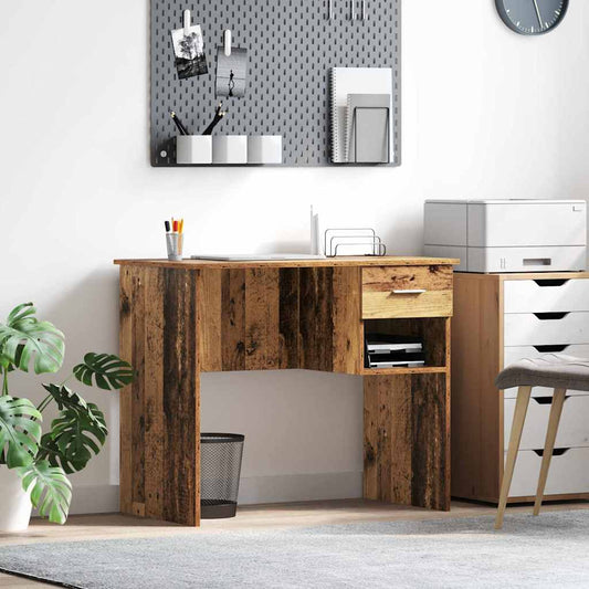 Asztal fiókkal polcokkal Öreg fa 90 x 49 x 75 cm Faanyag