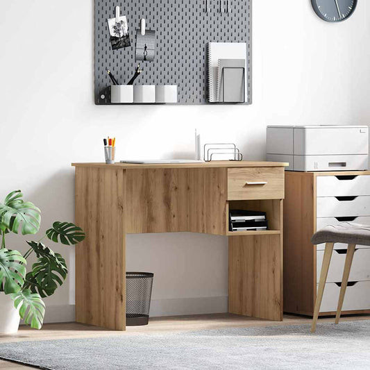 Asztal fiókkal polcokkal Artisan tölgy 90 x 49 x 75 cm Faanyag