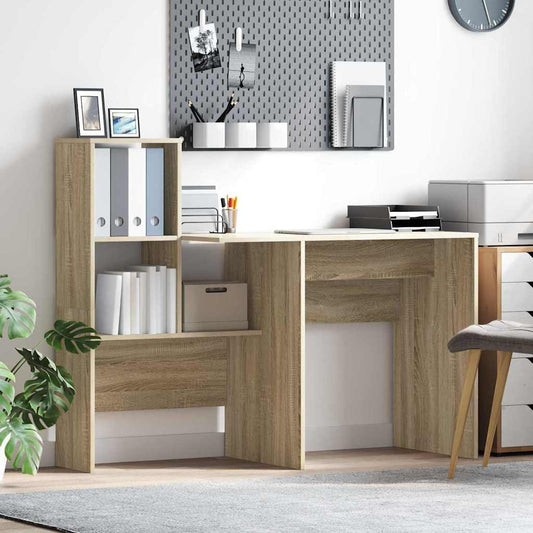Asztal polcokkal Sonoma tölgy 131,5 x 50 x 106,5 cm Faanyag