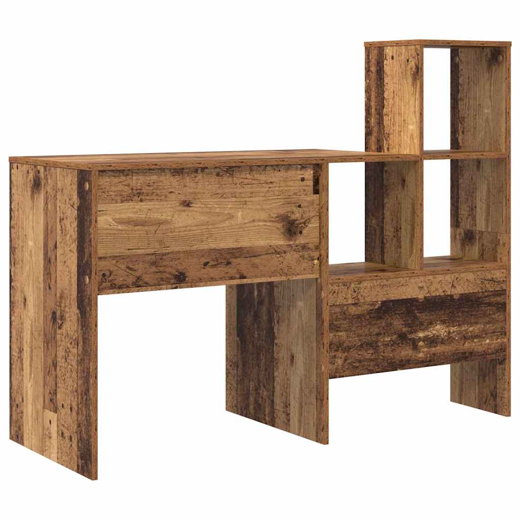 Asztal polcokkal Öreg fa 131,5 x 50 x 106,5 cm Faanyag