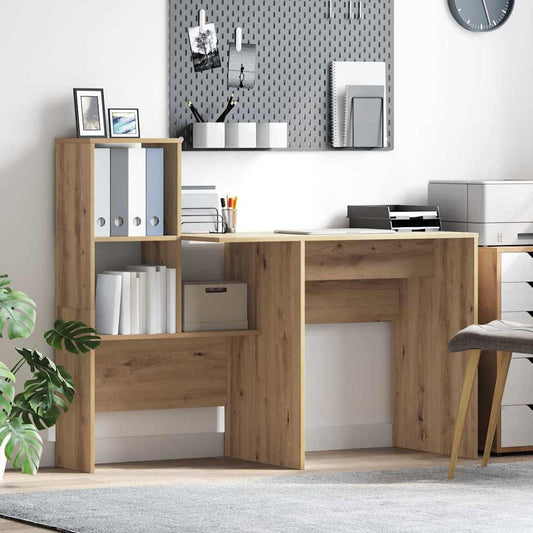 Asztal polcokkal Artisan tölgy 131,5 x 50 x 106,5 cm Faanyag