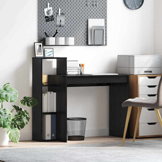 Asztal polcokkal Fekete tölgy 100 x 40 x 90 cm Faanyag