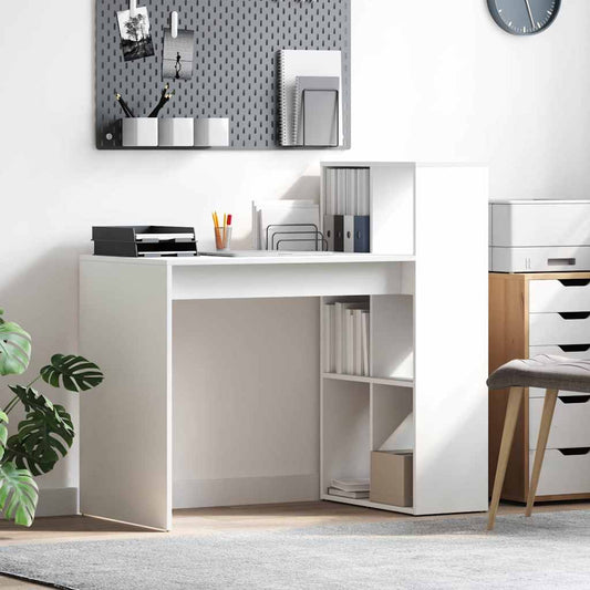 Asztal polcokkal tárolóval Fehér 108 x 55 x 103.5 cm Faanyag