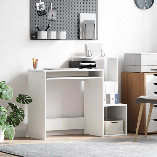 Asztal fiókkal polcokkal Fehér 106 x 41 x 88.5 cm Faanyag