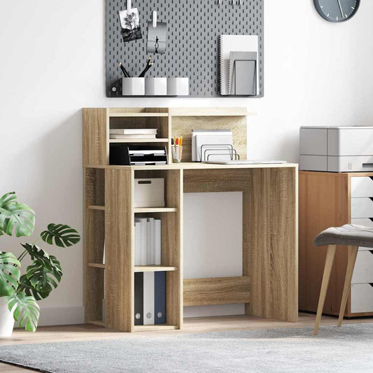 Asztal polcokkal Sonoma tölgy 90 x 48 x 101,5 cm Faanyag