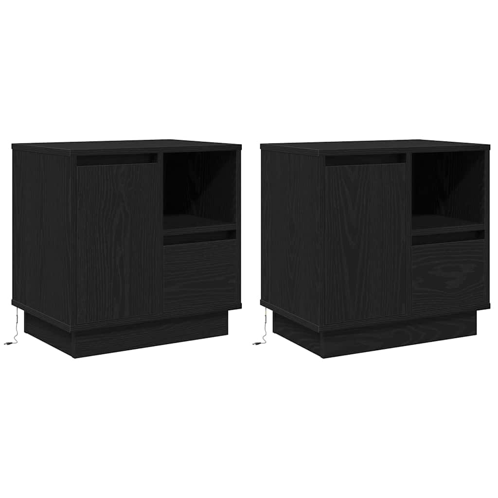 Éjjeliszekrény 2 db Fekete tölgy 50 x 34,5 x 50 cm Szerelt fa