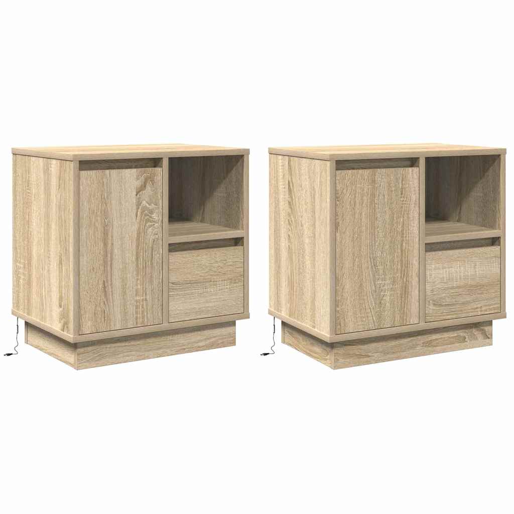 Éjjeliszekrény 2 db Sonoma tölgy 50 x 34,5 x 50 cm Szerelt fa