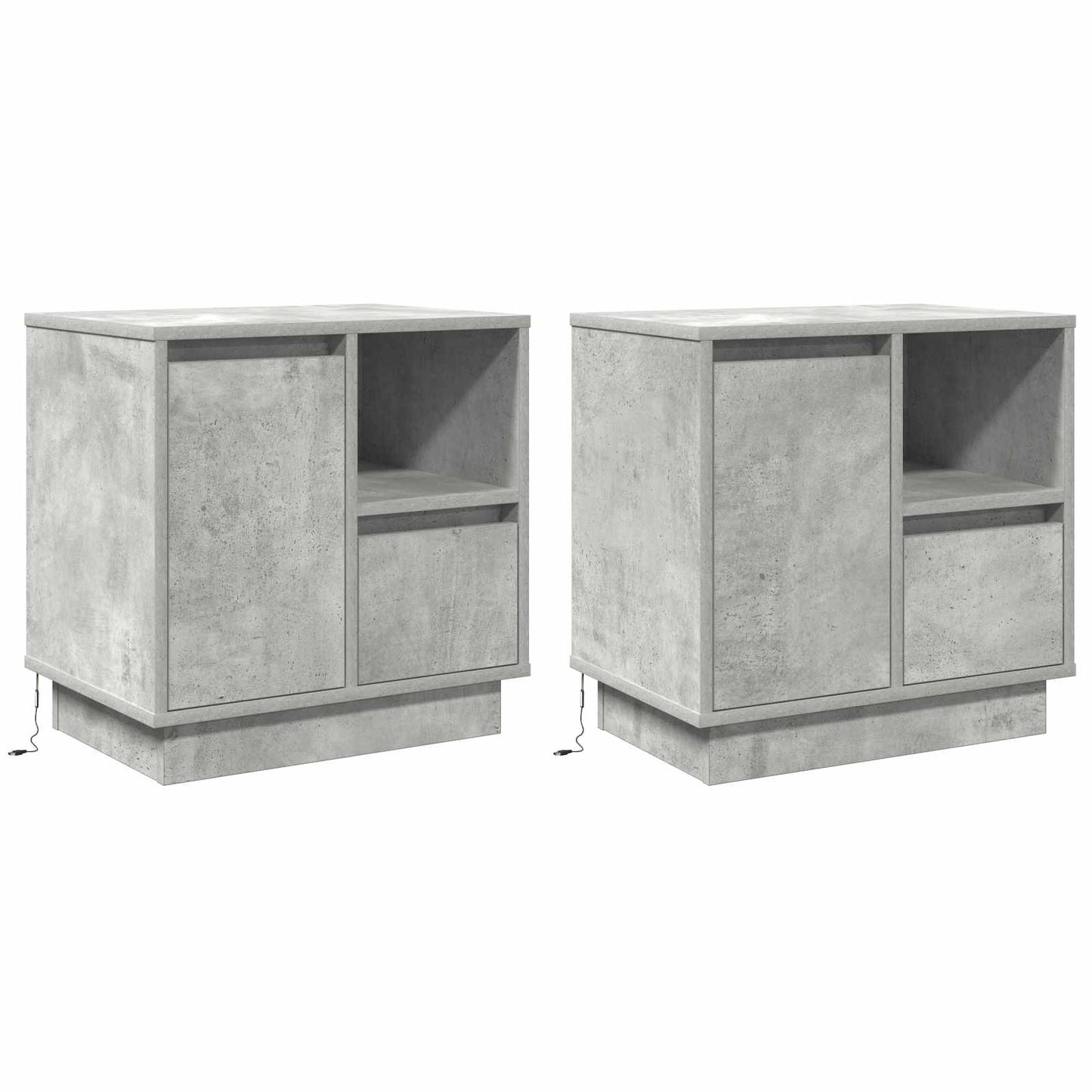 Éjjeliszekrény 2 db Beton Szürke 50 x 34,5 x 50 cm Szerelt fa